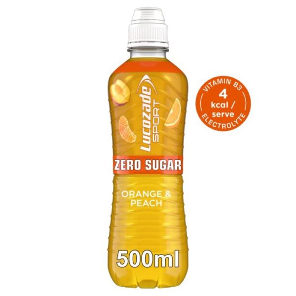 Lucozade Sport Zero Sugar Orange & Peach 12x500ml