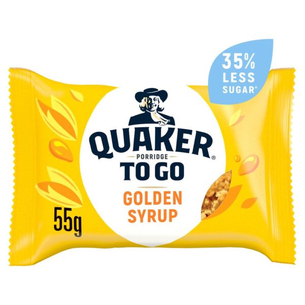 Quaker To Go Golden Syrup Porridge Breakfast Bar 12x55g - NO VAT