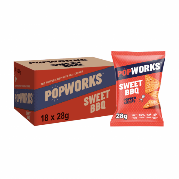 Popworks BBQ Popped Crisps 18x28g