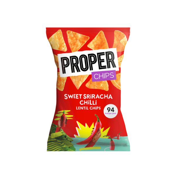 Proper Chips Lentil Chips Sweet Sriracha Chilli 24x20g - NO VAT