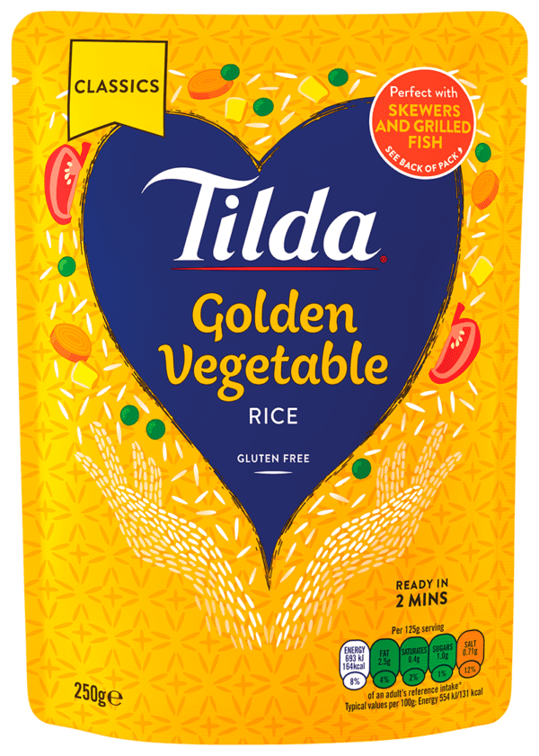 Tilda TSB Microwave Golden Vegetable Rice 6x250g - NO VAT