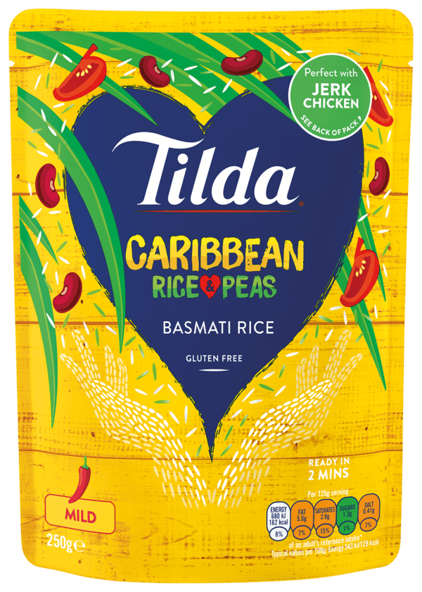 Tilda TSB Microwave Caribbean Basmati Rice & Peas 6x250g - NO VAT